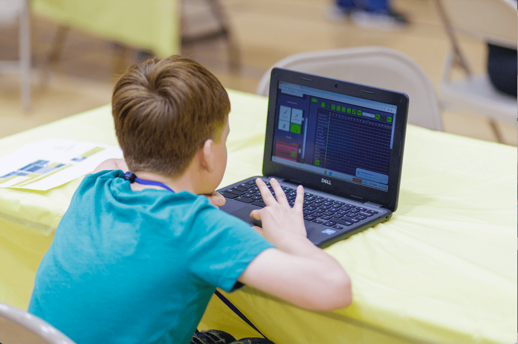 A student arranging instruments and parts on the Conduction timeline